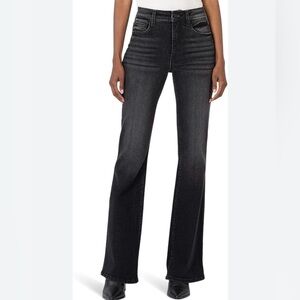 Kut from the Kloth Dark Ana High Rise Fab Ab Washed Black Gray Flare Jeans